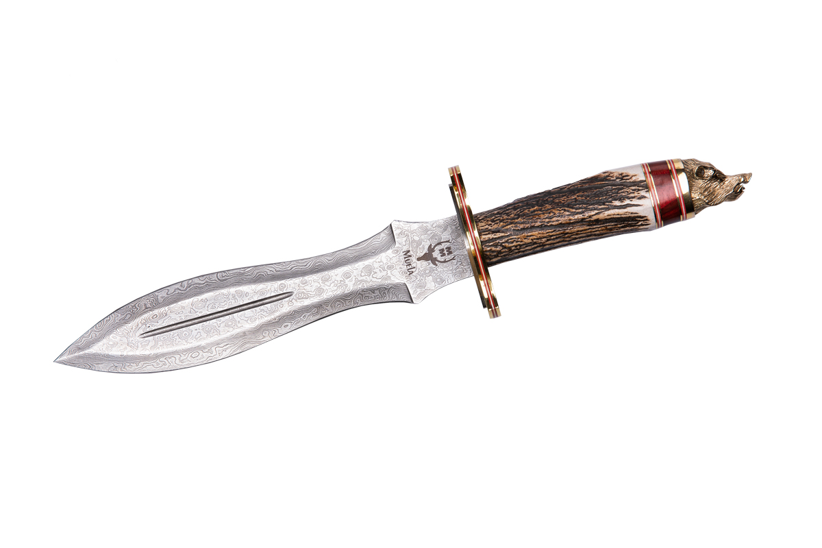 Cuchillo con mango de asta de ciervo LUPUS-25DAM.C