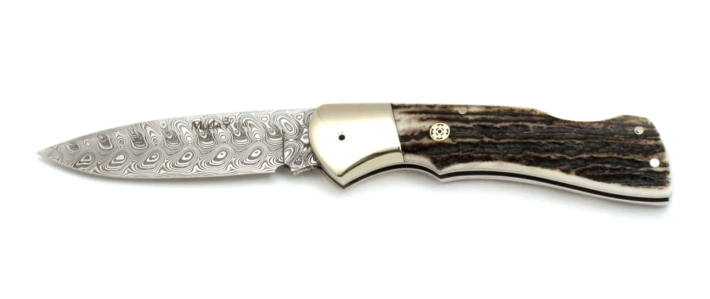 Folding knives with stag and nickel silver scales BX-8A.DAM