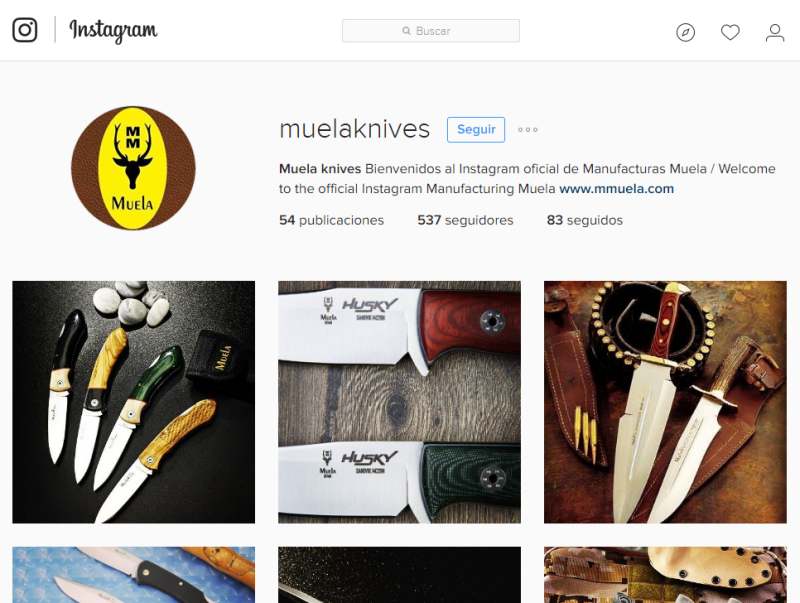 Nuevo perfil de Cuchillos Muela en Instagram